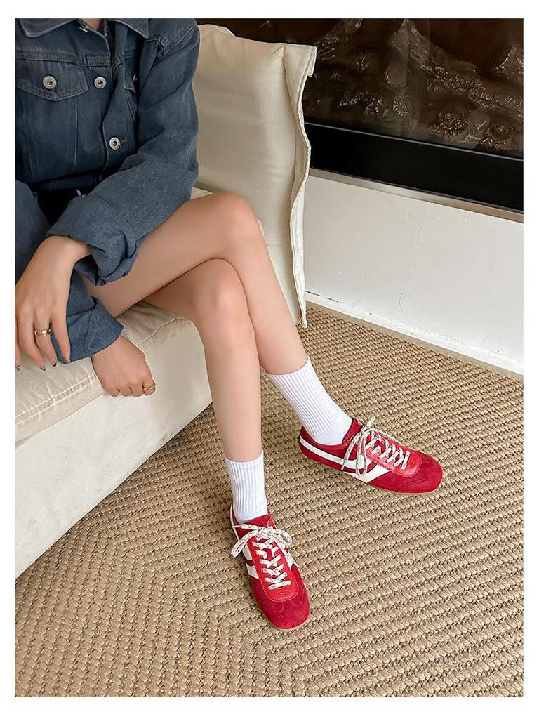 Retro německé tréninkové boty inspirované Su Yinyin: 2025 Prodyšné dámské kožené sportovní tenisky