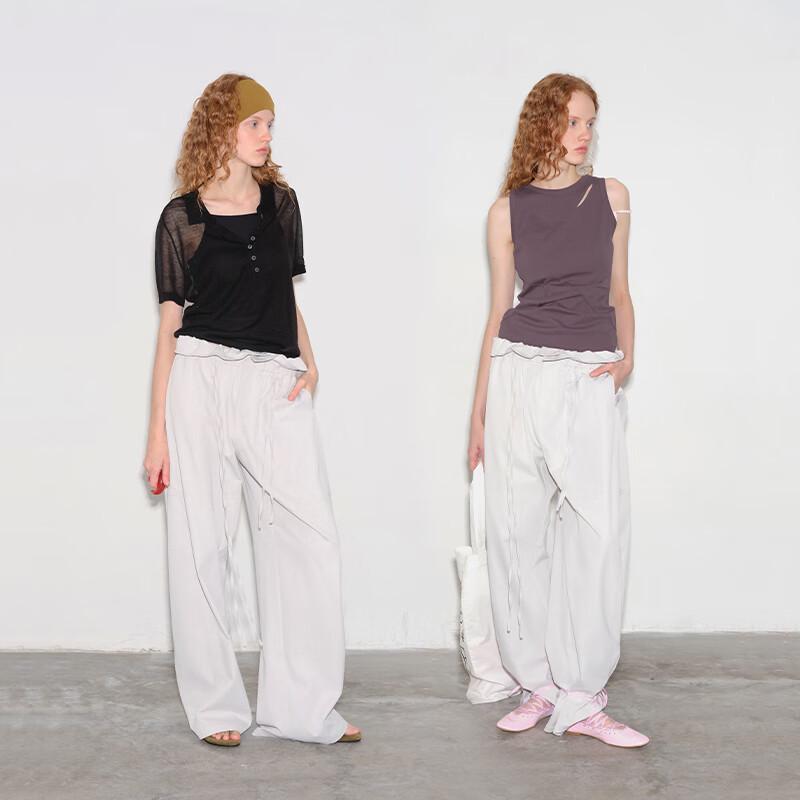 GREEN BELT Women's Low-Waist Wide-Leg Tulip Casual Pants