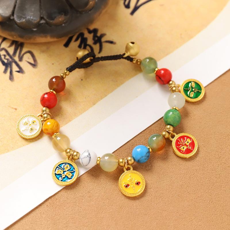 

Chinese-style ethnic style vintage bracelet, necklace, men s or women s string, natural stone woven bracelet