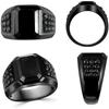 Hot Sale High Quality Geometric Black Rhinestone Crystal Zirconium Male Alloy Ring for Men Party Zircon Accessories