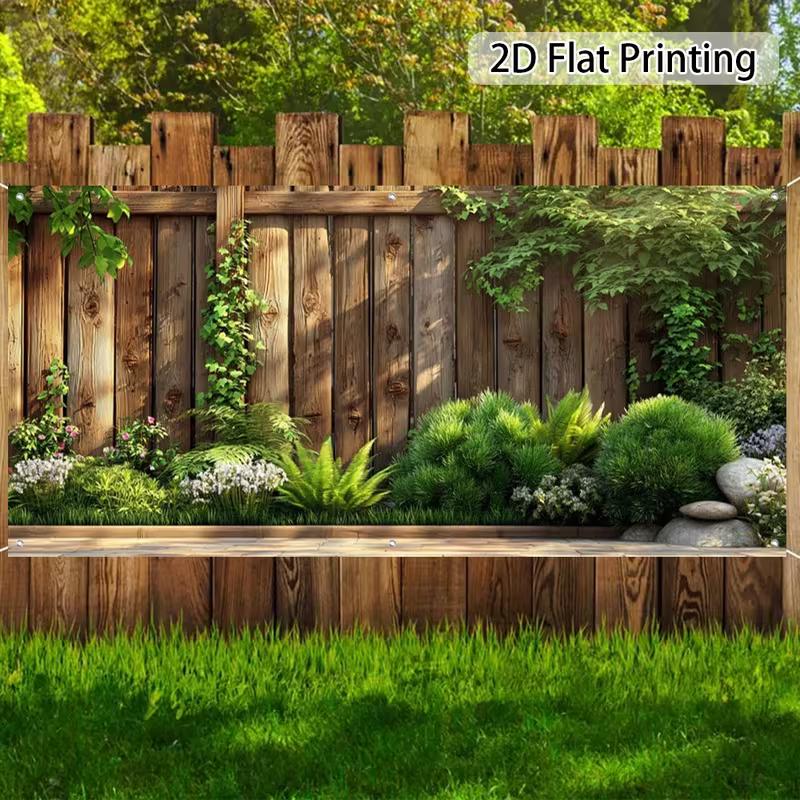 2D Cottage Garden Climbing Vine Lawn Floral Privacy Screen Banner