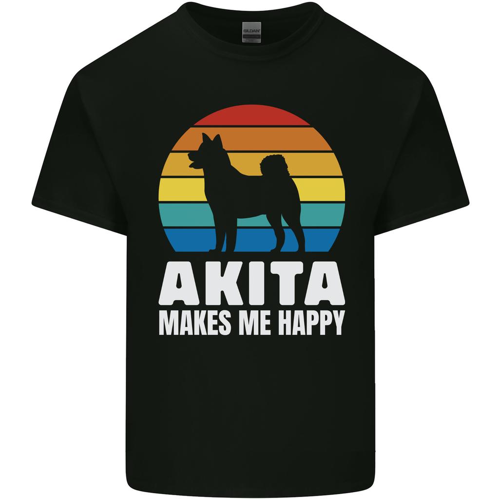 Akita Makes Me Happy Funny Dog Inu Unisexs Light Cotton TShirt