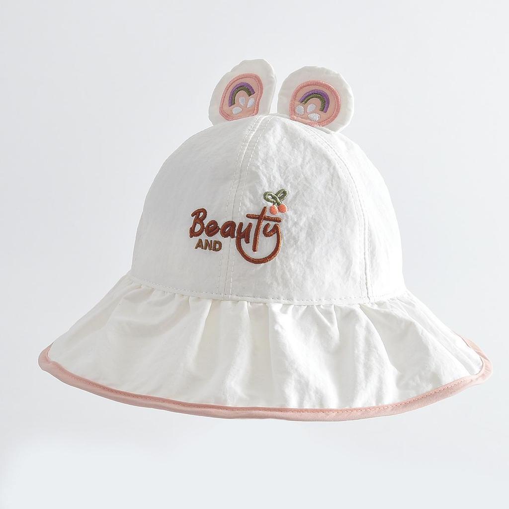 Children's Cute 3D Ears Bucket Hat - Windproof, Sun-Protective, Embroidered Fisherman Style