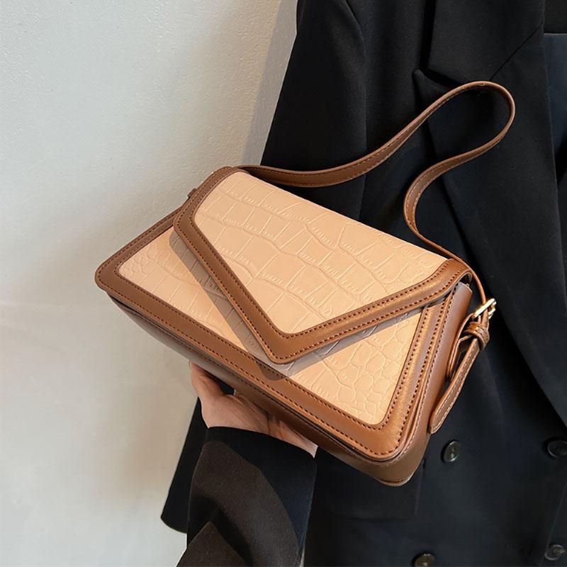 Design Sinn High-End Farbkontrast Achseltasche Damen Neue Wintermode All-Match Schultertaschen Steinmuster Textur Handtasche