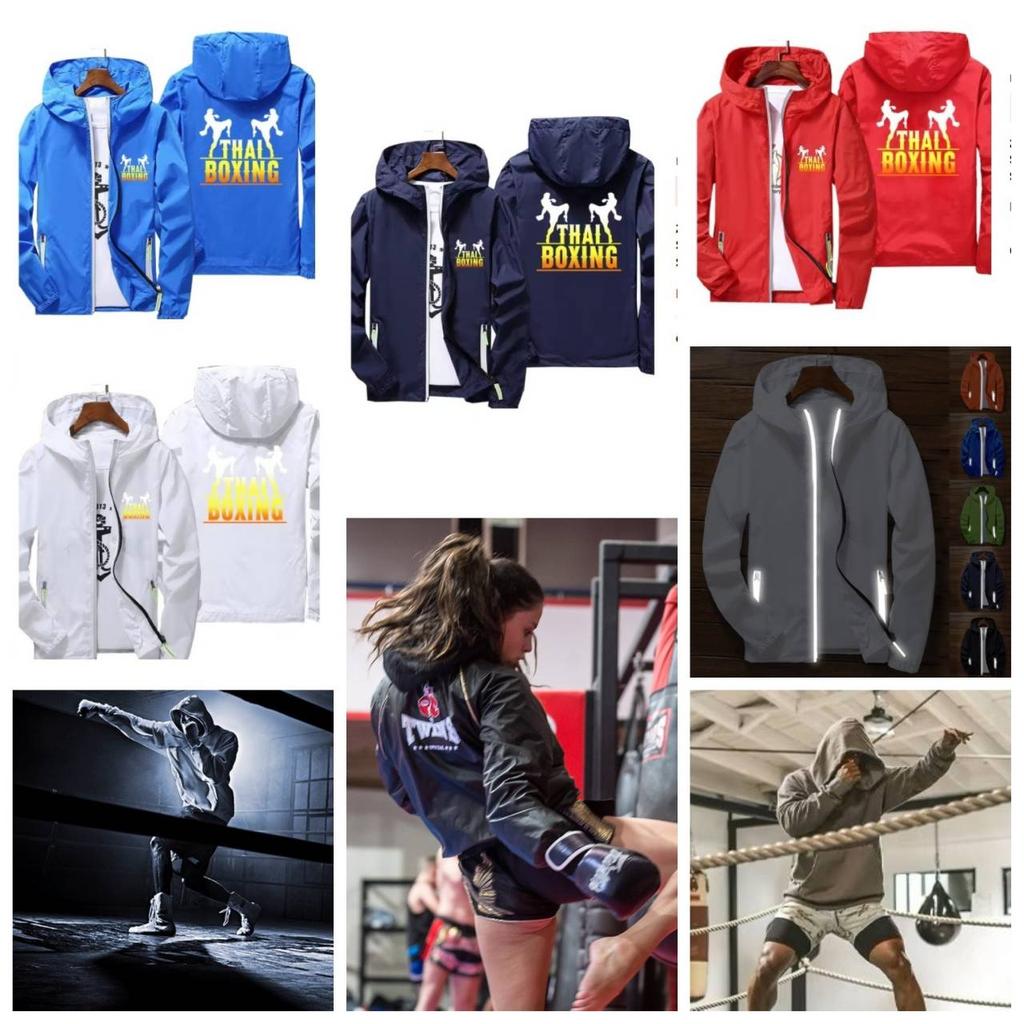 Jaqueta Moletom Corta-vento com Capuz Muay Thai Kick Boxing MMA UFFC Unissex Manga Longa Estampa Esporte Academia Fitness Treino