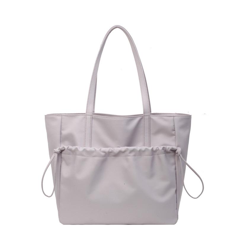 New Tote Bag Women's Shoulder Bag College Student Class Handbag Simple Drawstring Nylon Bag Large Capacity
