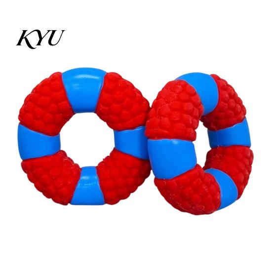 Pet Fetch Toys Lifebuoy Ring Dog Toy, Latex Squeaky Chew Teeth Training Cleaning Toy for Aggressive Chewers, Interactive Puppy Teething