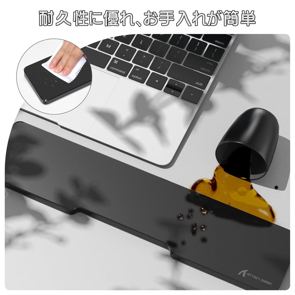 SHARK Acryl-Handgelenkauflage Schwarz 87 Schwarze durchscheinende Handballenauflage Tastaturauflage Handballenauflage Acryl-Handgelenkschutz Mattes Design Ergonomisches Design Reduziert