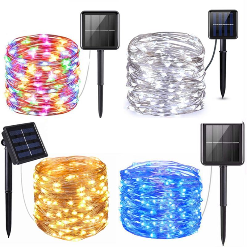 Solar String Lights Garland Christmas Decorative 8 Modes Fairy Lights Copper Wire For Outdoor Wedding Homes Party Garden