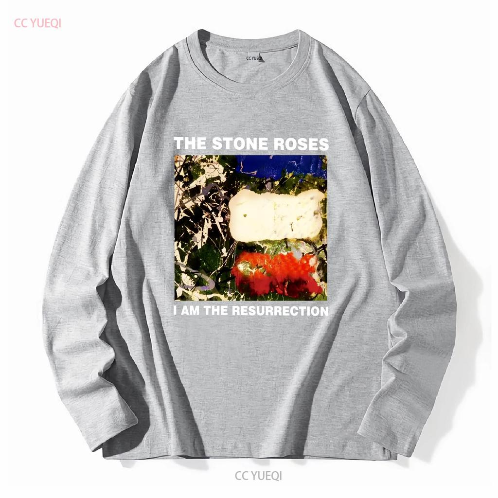 Koszulkę The Stone Roses Czarna HT50745 z długim lub krótkim rękawem vintage Prana Lekko męska Wszechstronna moda uliczna
