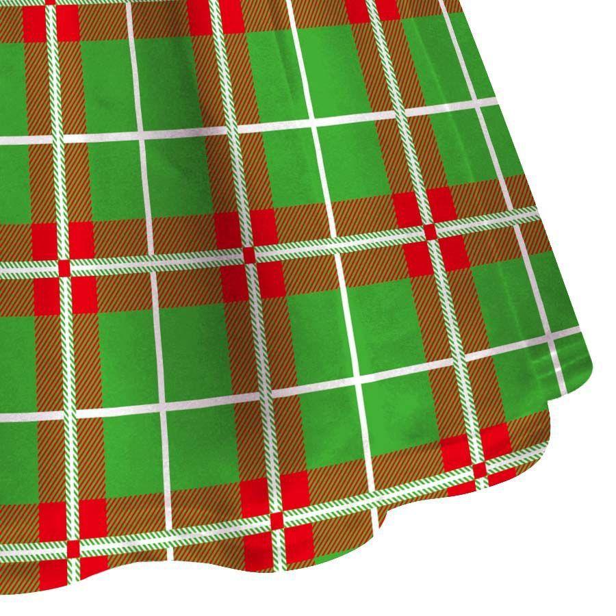 Kids Girls Cartoon Santa Claus Christmas Tree Elk Print Ruffle Sleevess New Year Dress