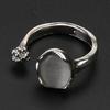 Hollow Moon Stone Rings for Women Y2K Flower Bud Open Ring Vintage Jewelry