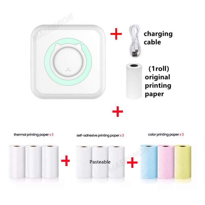 HD Mini Thermal Printer Portable Label Photo Printers Stickers Paper Inkless Wireless Cat Kid Impresora 200dpi Android IOS 57mm