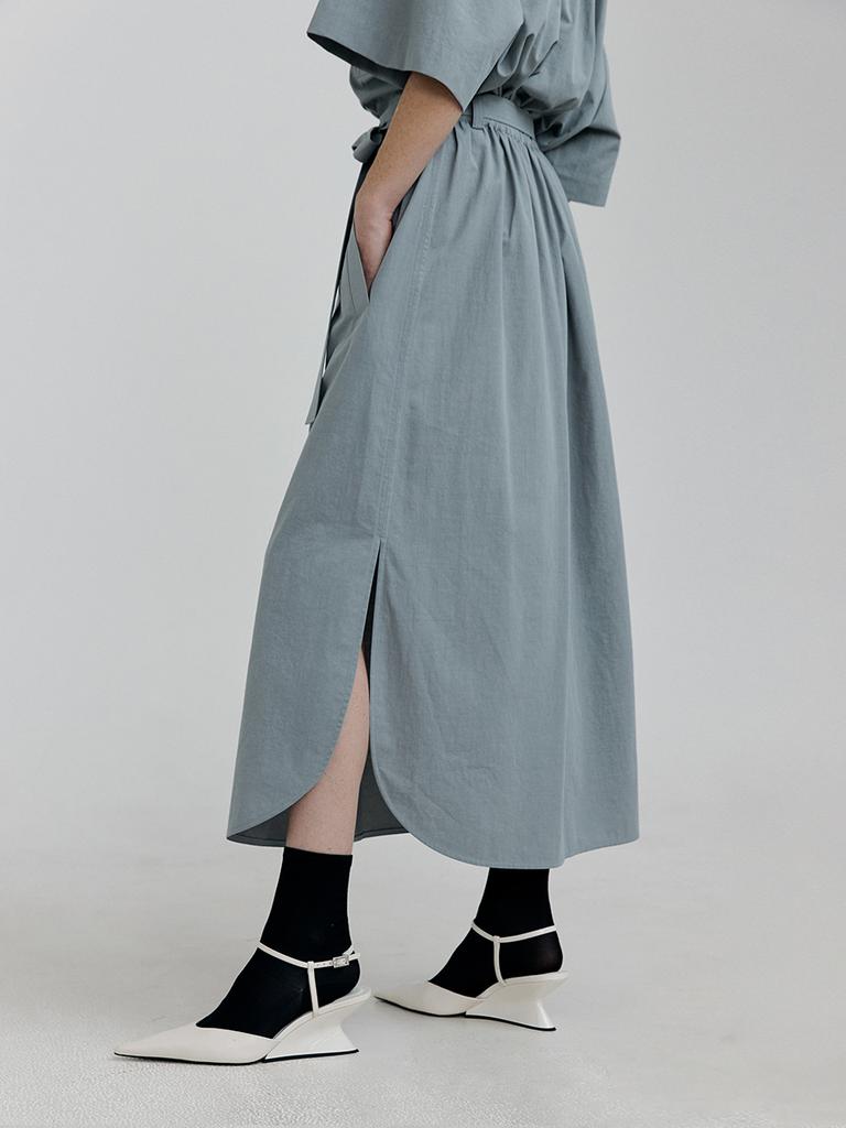 Molly Oli Swift Banding Shirt Long Skirt [Gray]