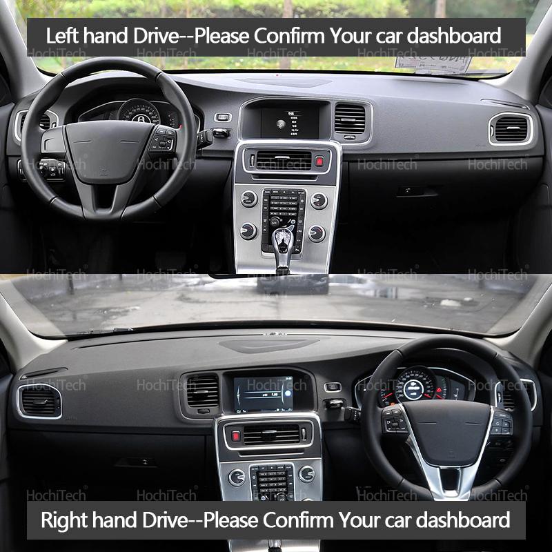 Suede Leather Dashmat for VOLVO S60 T5 2 Gen 2011-2018 Black/Brown Dashboard Cover Sun Shade Carpet Non-slip Pad Accessories