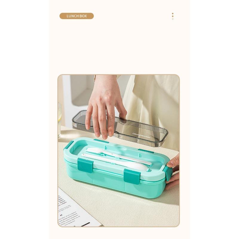 Simple Single-layer Lunch Box Microwave Heating Plastic Sealed Bento Portable Set Cutlery School Office Food Storage Container