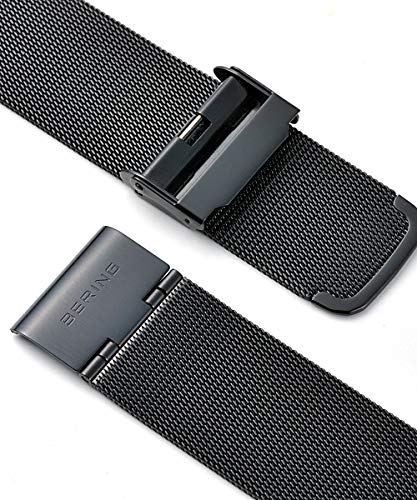 BERING Solar Black x Rose Gold Stainless Steel Mesh Strap Sapphire Glass Genuine Imported Product 3 Year Warranty Scratch Resistant Break Resistant