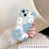 Blue and white big flower iPhone17promax mobile phone case Apple 16 transparent 15/14 transparent anti-drop 11 airbag