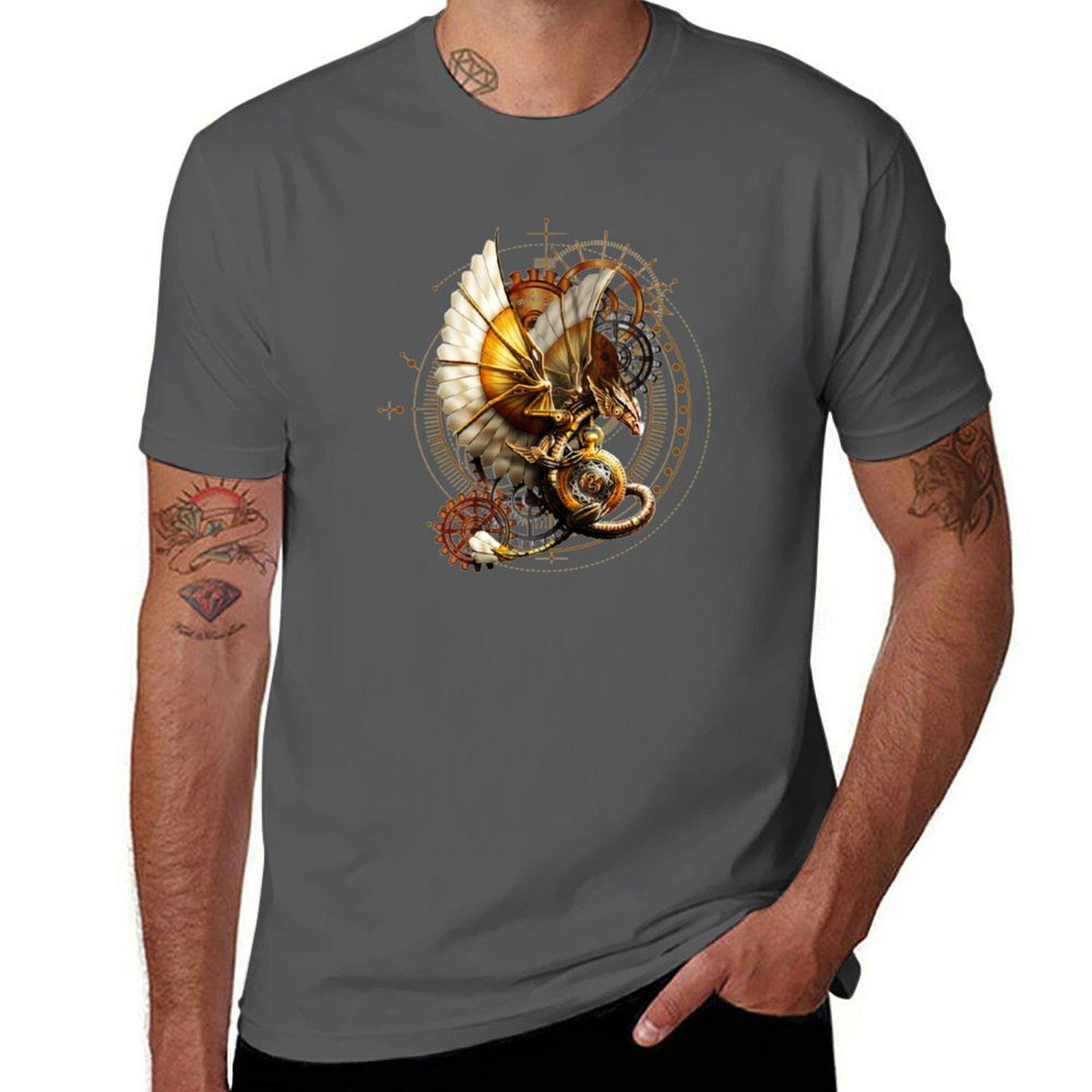 

Steampunk Dragon On Watch Gift T-Shirt t shirts for man graphic tees t shirts for man cotton anime t shirts for man T-Shirt 4XL