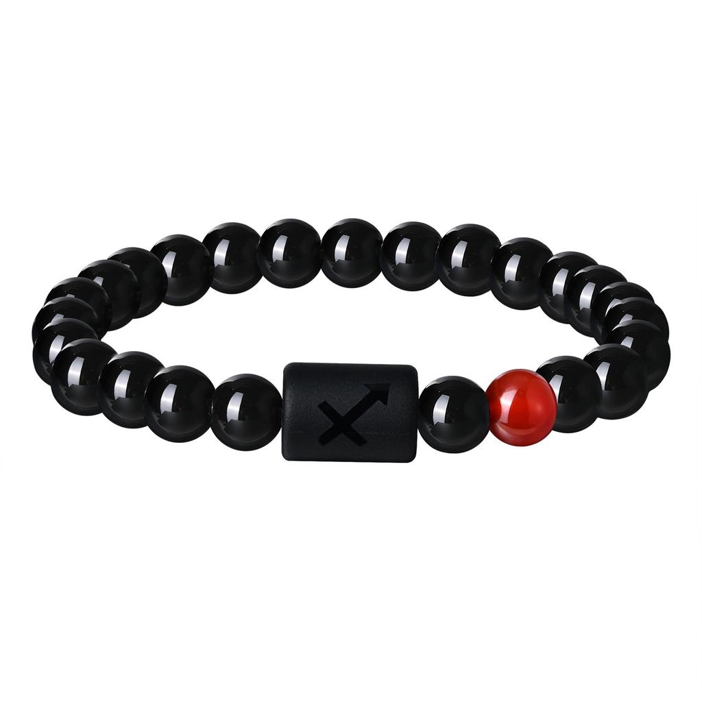 Vnox 12 Zodiac Charms Bracelets Gift for Men Dad,Both Sided Constellation Birthmonth Beaded Bracelet Wristband,Father's Day Gift