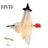 Flying Ghost with Broom Hanging Halloween Decoration, Witch Ornament for Cute Wizard Haunted House Porch Tree Spooky Outdoor Indoor Party Prop