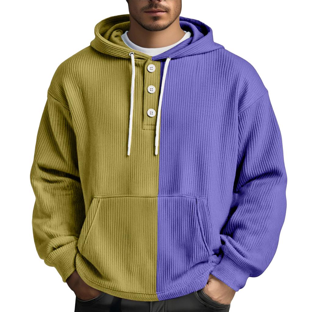 Men's  Leisure  Loose  Three  Clicks  Color  Clashing  Hooded  Hood  Hoodie