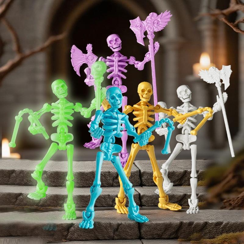1 Set Multi-Articulable Skull And Bone Puppet Decoration Action Figures Three-Dimensional Skull Model Assembly Toy Gift