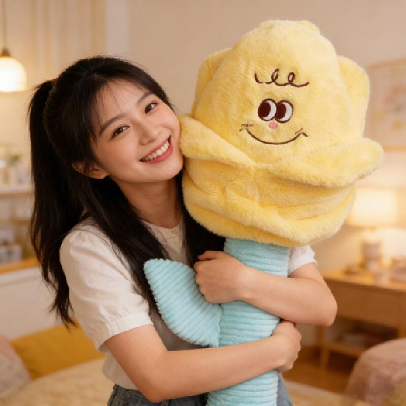 Potdemiel Cute Cartoon Face Plush Rose Plush Toy Valentine'S Day Romantic Gift Chinese Valentine'S Day Gift