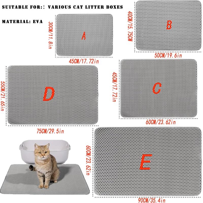 Cat Litter Mat Water Urine Proof Double Layer Pet Foldable Cat Litter Trapping  Pet Carpet Bed Pads For Cats Pet Clean Supplies