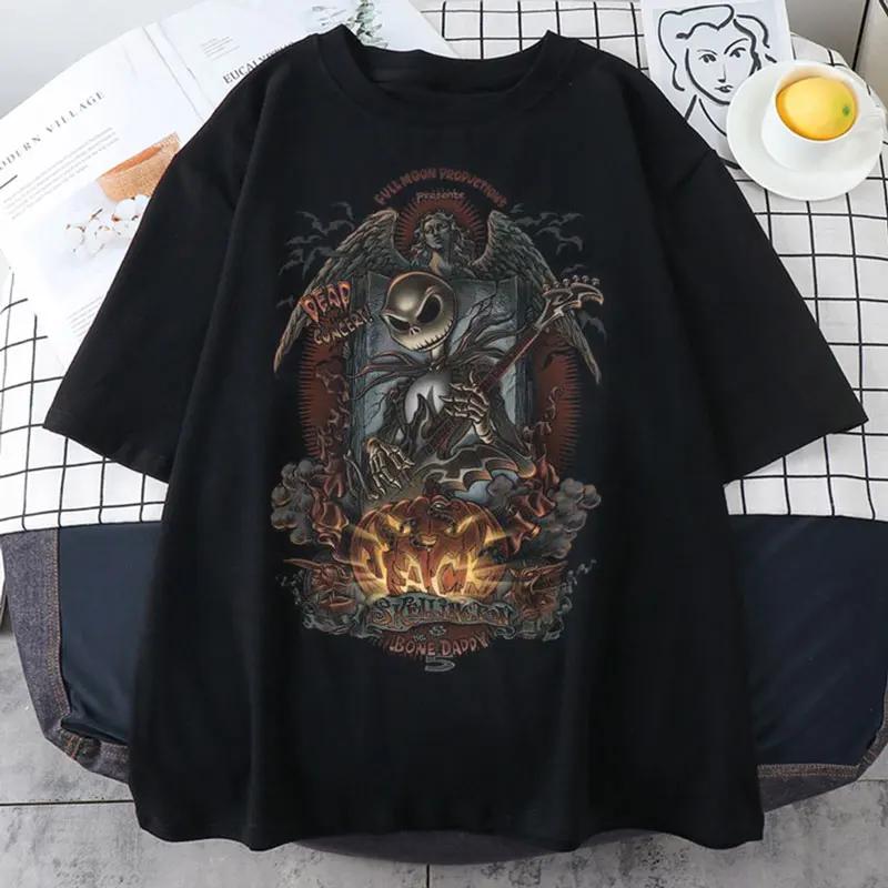 Vintage TShirts Nightmare Before Christmas Print Shortsleeve Gothic Women Unisex Tshirt Top Y2K Shirt Streetwear Harajuku