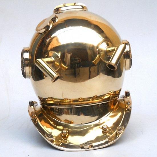 Pure Brass Single Ring Diving Helmet Scuba Nautical Mark V
