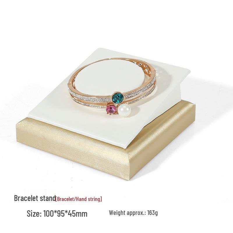 Beige PU Leather Jadeite Jewelry Display Stand for Rings and Pendants