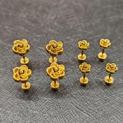 Roestvrijstalen Rose Twist Anti-Verlies Oorknopjes - Modieus, Exquisiet, Veelzijdig, Niet-Verblekend.
