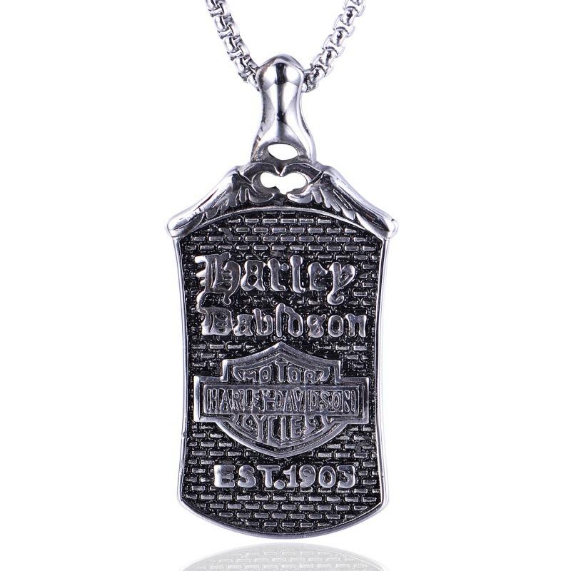 Vintage Motorcycle Pendant Square Men's Necklace