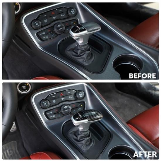 Carbon Fiber Gear Shift Knob Cover Sticker Head Trim for Challenger Charger 15+