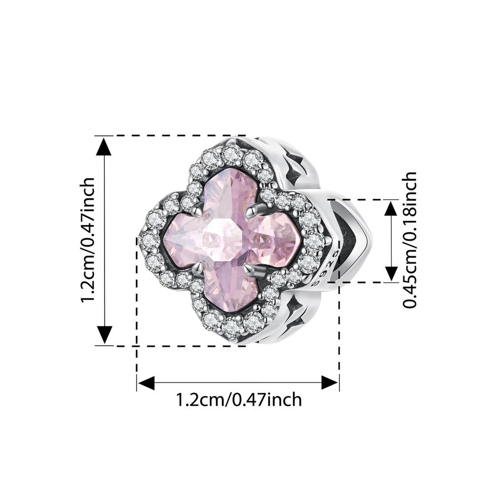 BAMOER 925 Silver Transparent Green Clover Charms Scroll Pattern Beads Fit Original Bracelets DIY Jewelry Accessories