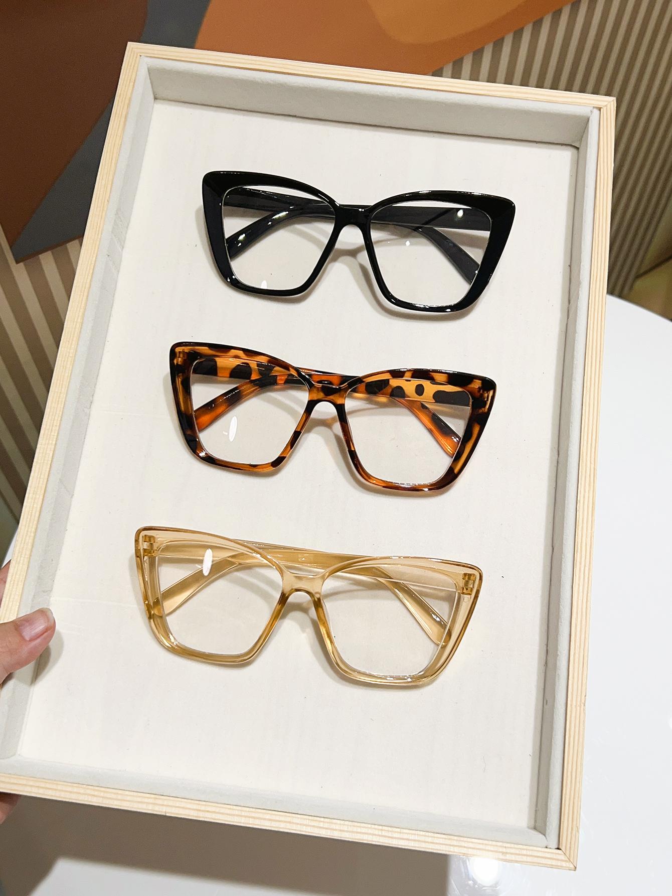 

3Pcs/5Pcs Extra Large Cat Eye Frame Transparent Lenses Fashionable Basic Decorative Glasses Suitable for Ideal for Holiday Gifts
