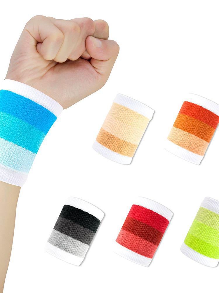Breathable Striped Sports Wristbands for Fitness, Basketball, Running - Sweat-Wicking Wrist Sleeves