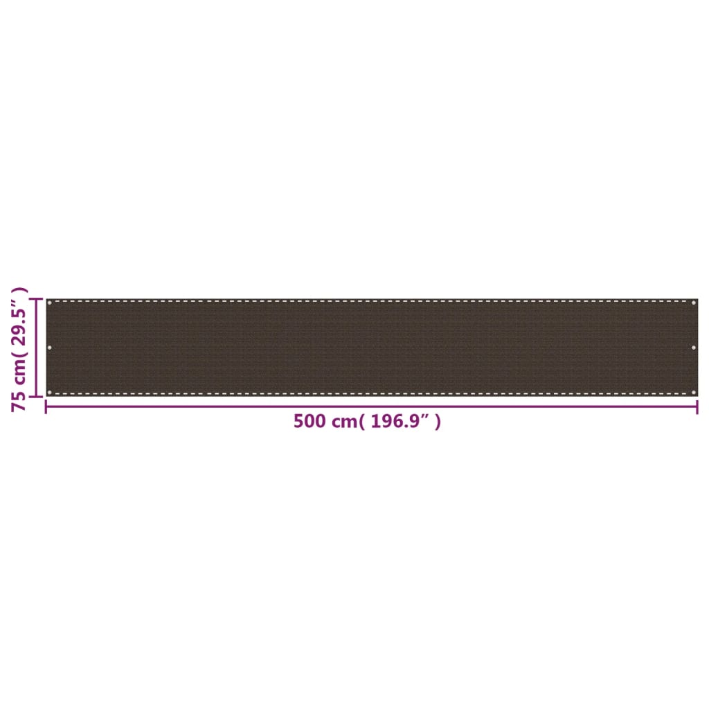 Balcony Privacy Screen Brown 75 X 500 Cm HDPE