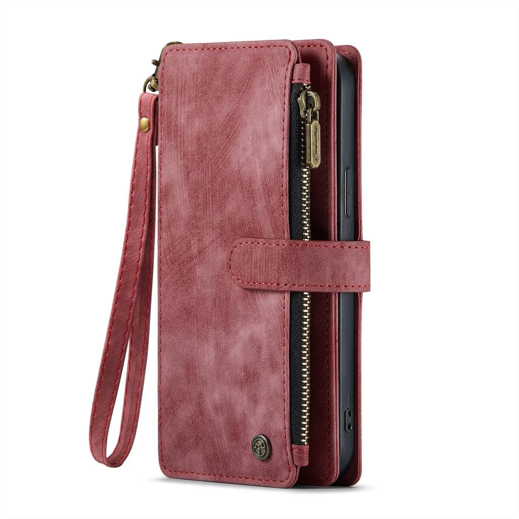 Per iPhone 16 Pro Max iPhone 16 iPhone 16 Plus, Custodie Portafoglio con Cinturino da Polso Magnetico a Flip in Pelle PU Resistente con Tasca per Carte e Zip
