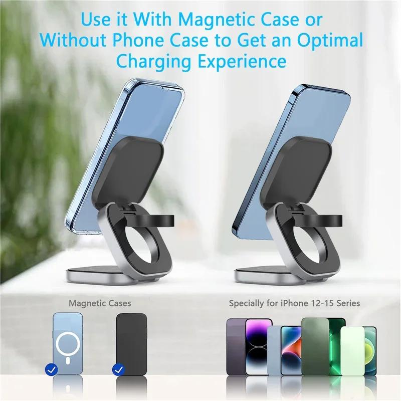 Foldable 3 In 1 Fast Magnetic Wireless Charger Stand Pad Magnet Wireless Charging Station For iPhone/Samsung Galaxy Phone Watch