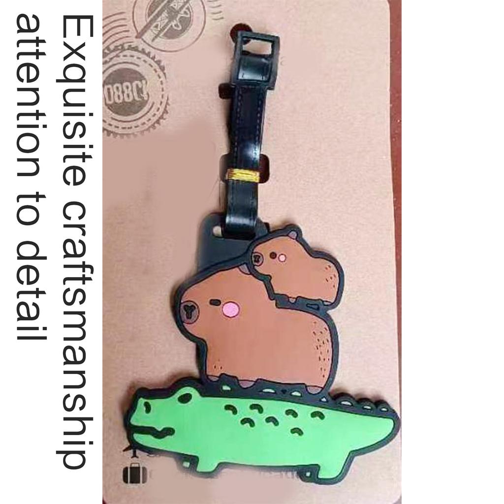 Unique Capybara Bag Pendant Cartoon Luggage Label PVC Identifier Japanese Kawaii Culture Inspired Portable Label