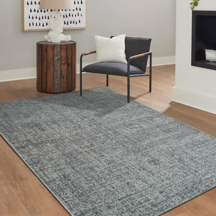 Living Room Rug In Dark Grey Wool 160x230
