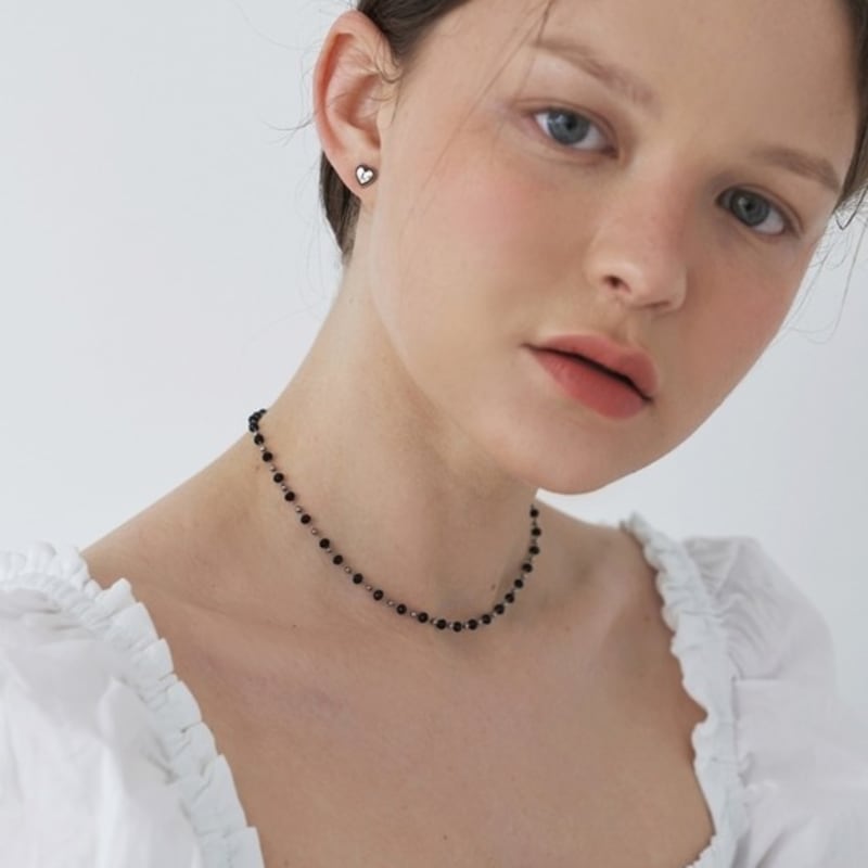 LOVE ME MONSTER [Surgical] Ball & Black Crystal Choker