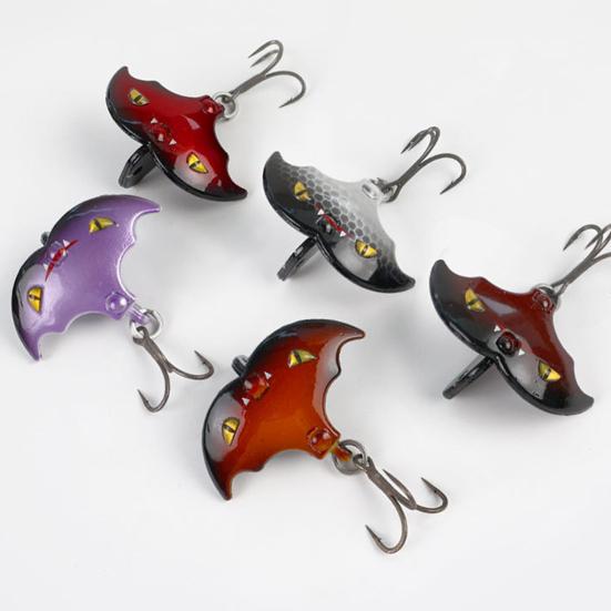 5Pcs Artificial Fishing Baits Hard Lures Treble Hook Design Floating Topwater Fishing Lures Bionic 3D Bat Baits