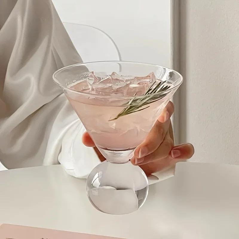 KEMORELA Sklenice na martini 260 ml krátké korálkové koktejlové sklenice tenké šampaňské průhledné sklenice na víno