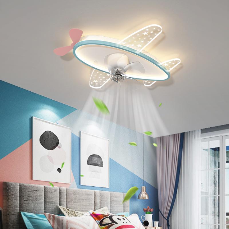 New Kids Fan Ceiling Lamp Princess Room Aircraft Boys Girls Bedroom Study Fanner Chandelier Lighting