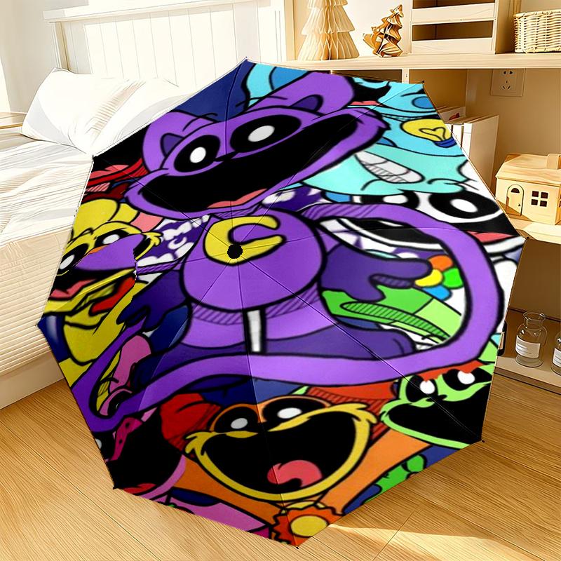Happy smiling Cartoon Characters Umbrella 8-Frame for Travel, camping, Casual Lightweight Portable Umbrella, Essential for every family Holidays Gift