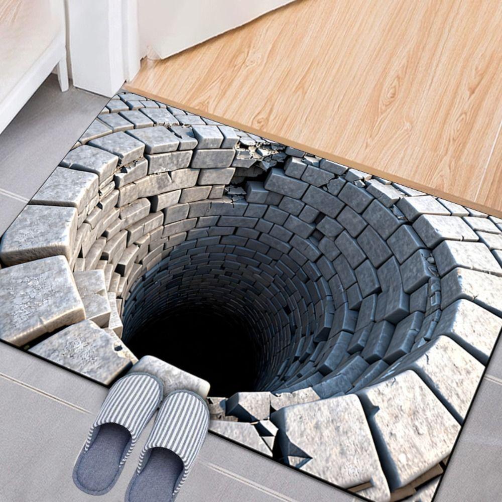 Non-slip Bathroom Carpet Water-absorbing Bedroom Door Rug Optical Illusion Doormat  Home Decor