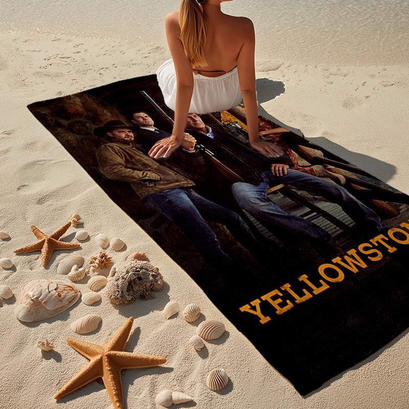 Yellows-tone Dutton Ranch Beach Towel, Super Soft Microfiber, Gift for Her/Him, Birthday, for Pool, Beach, Travel, Home Decor Fan gifts